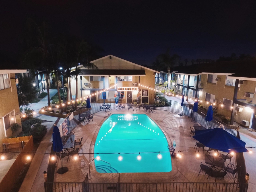 The Point pool at night